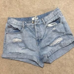 Forever 21 High Waisted Distressed Denim Shorts